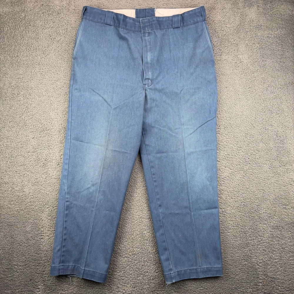 Vintage Dickies 874 Work Pants Made in USA Blue 42x30 Faded‎ Distressed